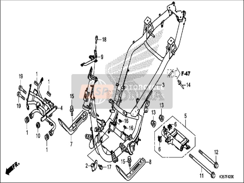 Honda WW125EX2 2017 Rahmenkörper für ein 2017 Honda WW125EX2